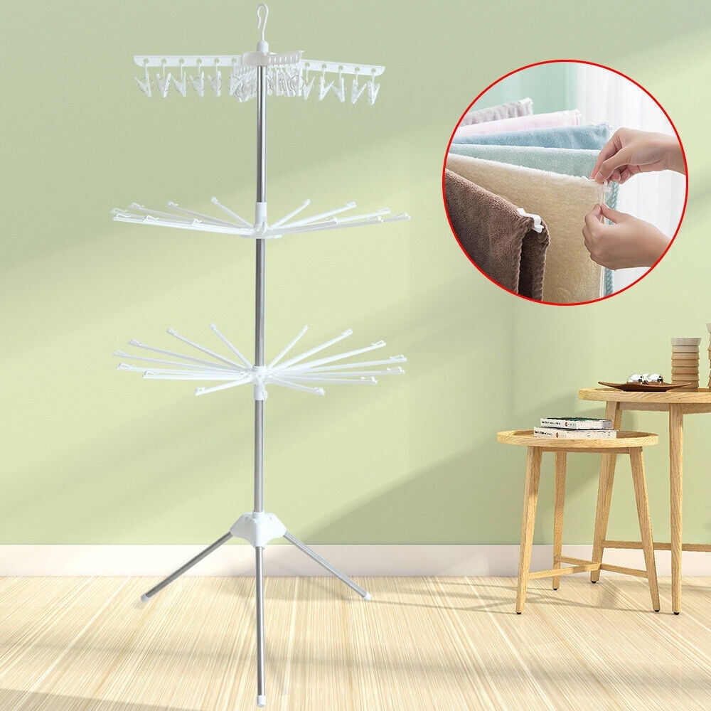 3-Tier Rotation Clothes Drying Rack Foldable Laundry Hanger Tripod ...