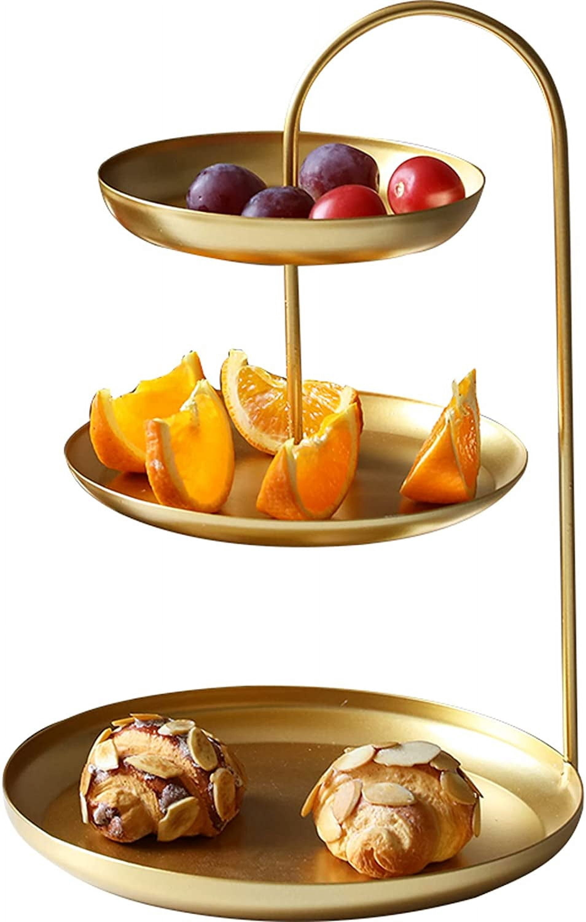 3-Tier Round Gold Jewelry Tray Organizer with Curved Lip, 12 Inch Decorative Vanity Tray Platter Necklace Holder, Multi et-029443-FBM-pt 0