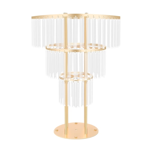 3-Tier Round Gold Wedding Crystal Flower Stand Freestanding Crystal Flower Stand with RoundBase