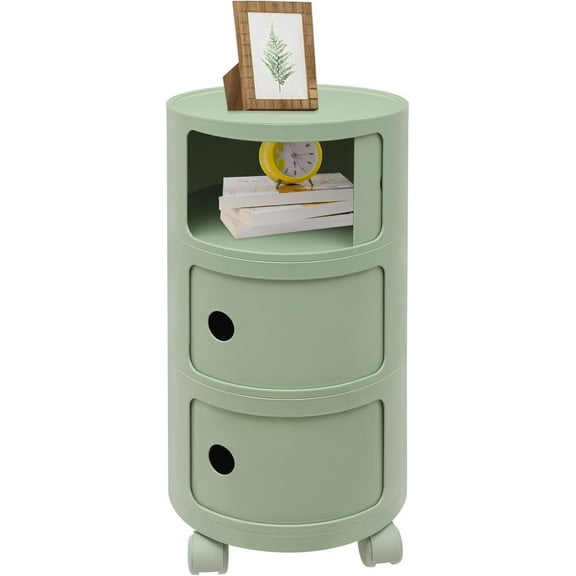 3 Tier Rounded Cabinet,Round Nightstand Detachable End Table with Storage Lightweight Side Table Storage for Living Room Bedroom Bathroom Kitchen