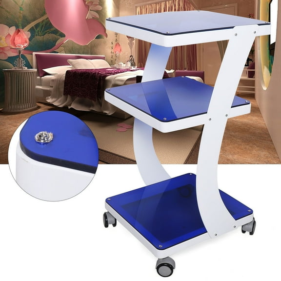 3-Tier Salon Spa Rolling Trolley Cart for Home Shop Hair Beauty with 4 Silent Wheel