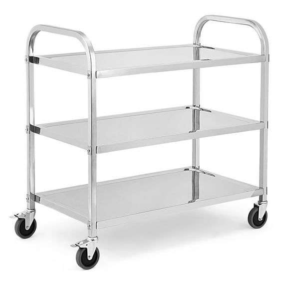 3 Tier Serving Cart, Stainless Steel Rolling Utility Cart for Kitchen, Heavy-Duty Utility Service Cart with Wheels for Restaurant Home