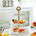 thumbnail image 1 of 3-Tier Serving Stand for Fruits, Desserts & Appetizers | 3-Piece Tiered Tray Set for Wedding, Party & Home Decor | Green, White, Pink Colors | 13.38x9.84 Inches, 1 of 6