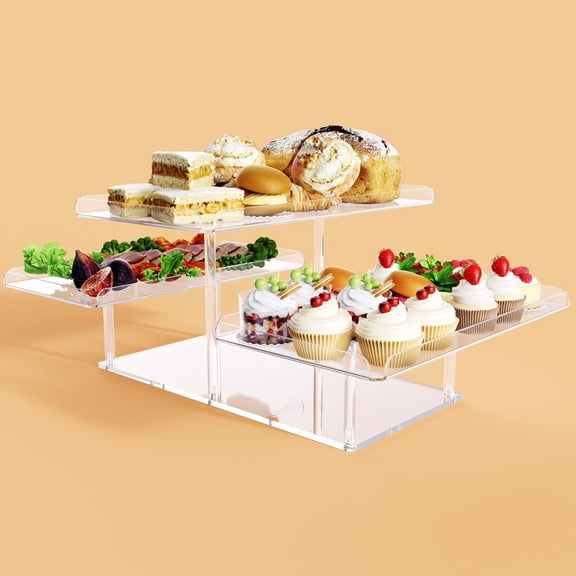 3 Tier Serving Tray for Entertaining, Acrylic Dessert Table Display Set for Party Supplies, Serving Platters and Trays for Food, Cupcake Buffet Dessert Risers Stands for Weddings Baby Shower