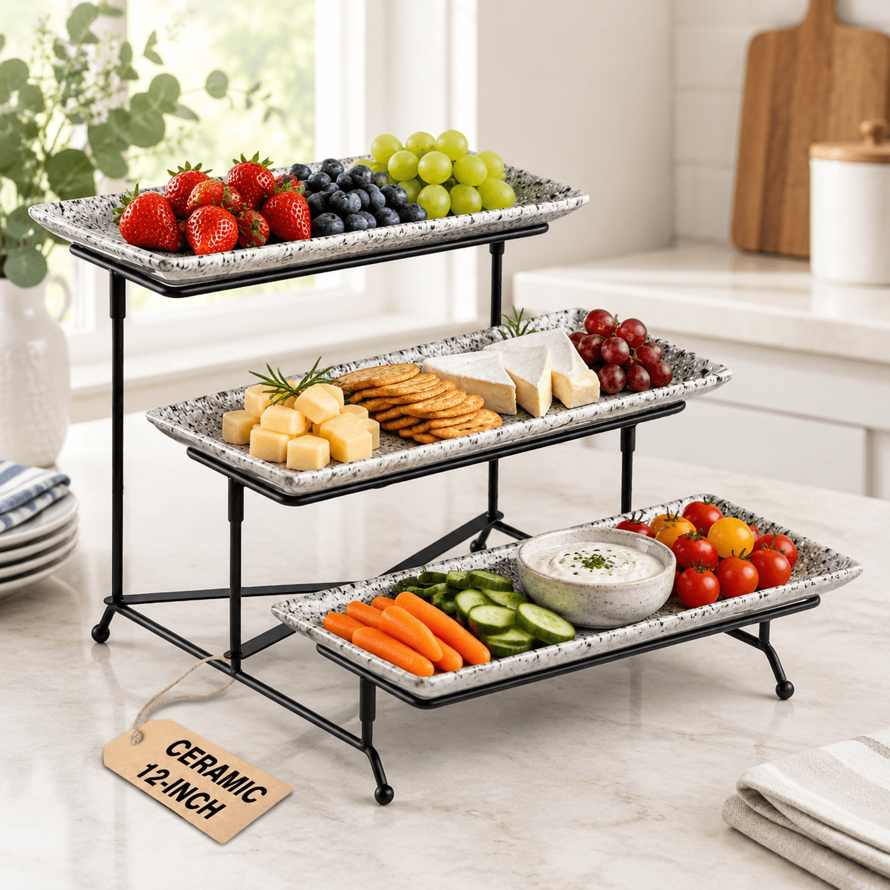 3 Tier Serving Tray Porcelain Platters And Trays For Party - Walmart.com