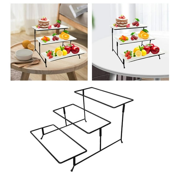 3 Tier Serving Tray Set Porcelain Tiered Serving Trays Platters, Three Layer Serving for Party showing Food Display Fruit Dessert