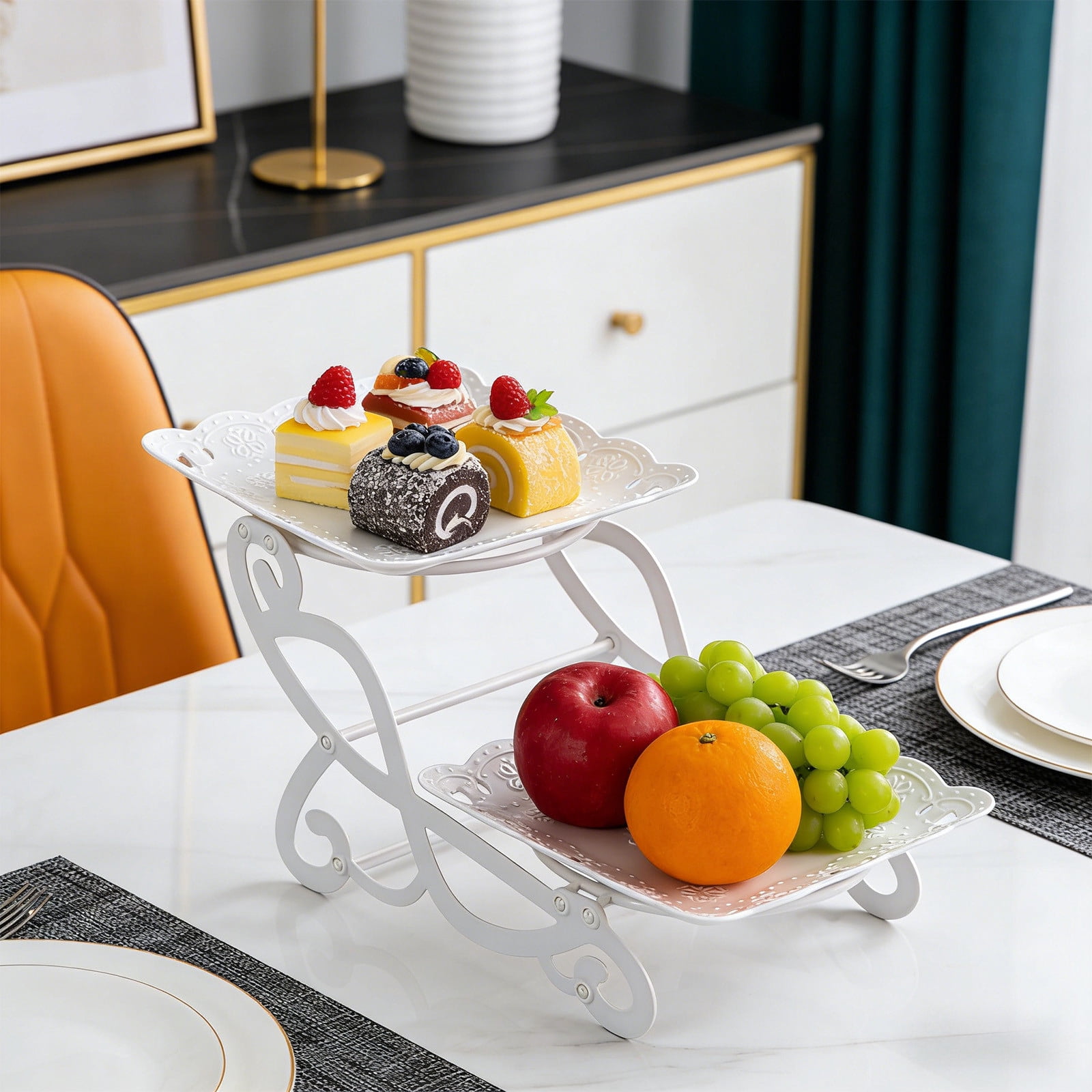 3 Tier Serving Tray Stand for Fruit Candy Desserts - Three Layer Cake ...