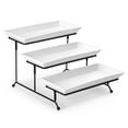 thumbnail image 1 of 3 Tier Serving Trays for Party, Porcelain Serving Platters and Trays, 12 Inch Tiered Tray Stand, Fruit Tray, Trays for Serving Food, White Dessert Stand with Collapsible Sturdier Metal Rack, 1 of 6