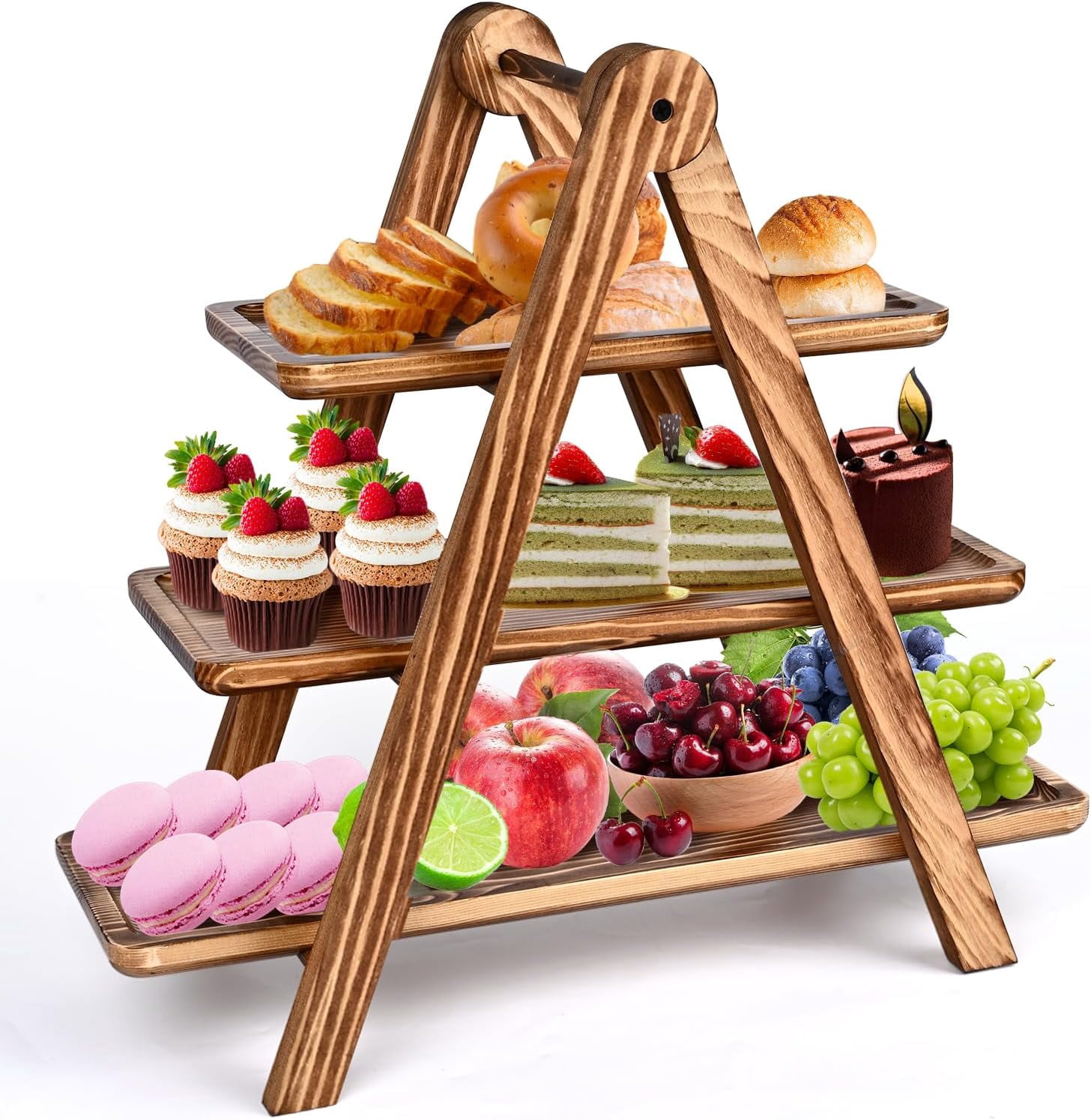 3 Tier Serving Trays Wooden, Cupcake Stand Towers for Dessert Table