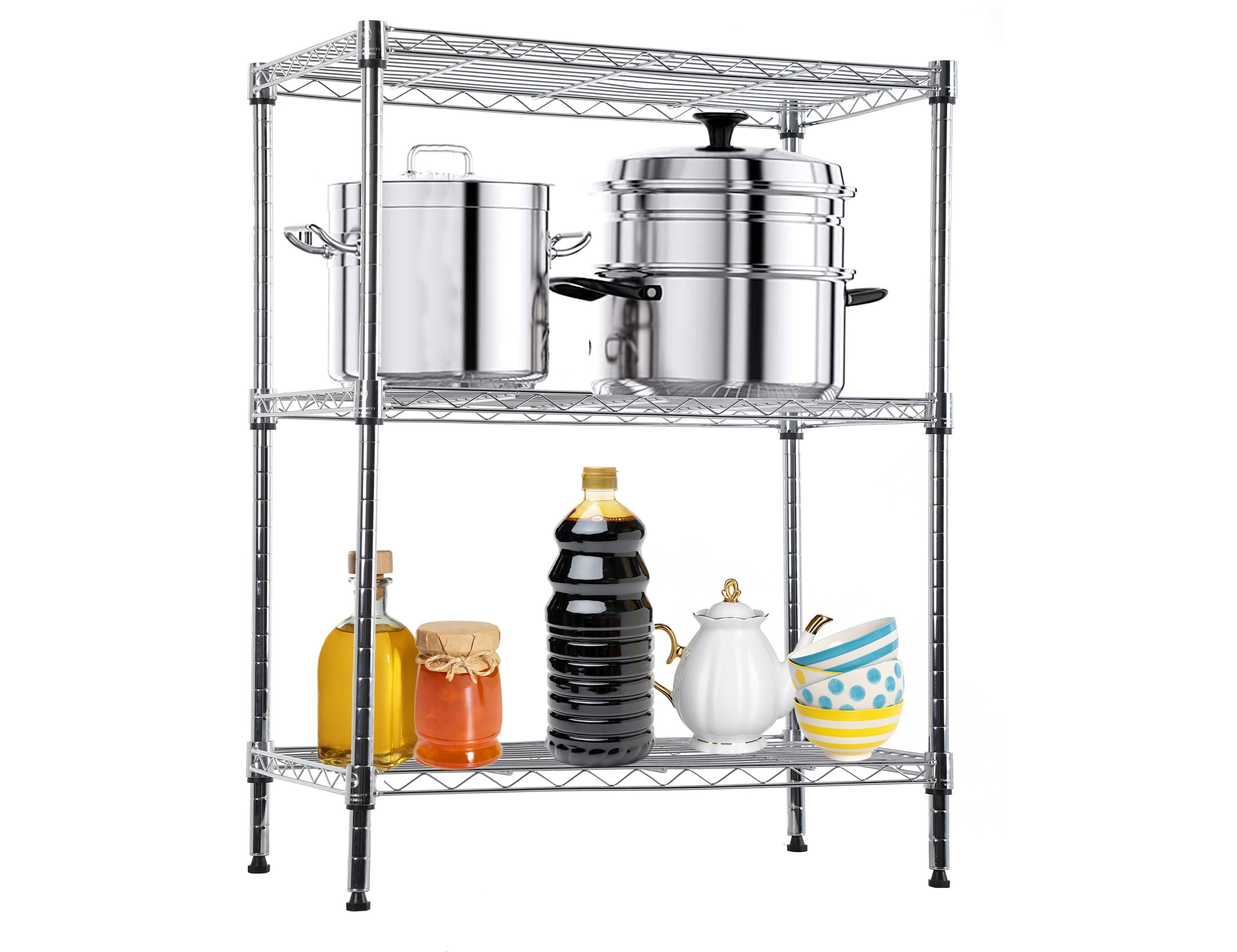 3 Tier Shelf Organizer for Kitchen, 450lbs Capacity Height Adjustable