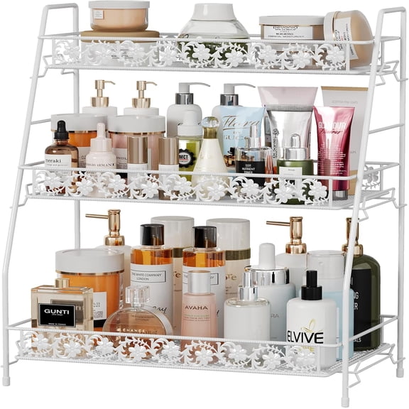 3 Tier Shelf Organizer,Large Size Storage Rack,Counter Organiztion for Bathroom Countertop Shelf for Spice Racks Snacks,for Kitchen/Sink/Bedroom/Living Room/Office/Plant Rack Full Metal