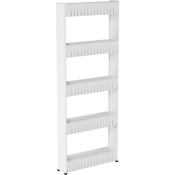 3 Tier Shelf Rolling Cart - Narrow-Space Kitchen or Bathroom Shelf Organizer Cart - Slim Slide-Out Storage Shelves for Kitchen, Bathroom, Laundry and Pantry