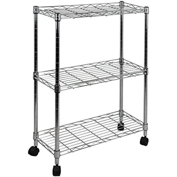3-Tier Shelving All-Purpose Utility Cart, Chrome$$Office