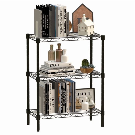 3-Tier Shelving Unit, Heavy Duty Metal Wide Storage, Adjustable Standing Wire Rack Storage Shelf for Kitchen, Pantry, Garage, Laundry, 13.8" D x 23.6" W x 30" H