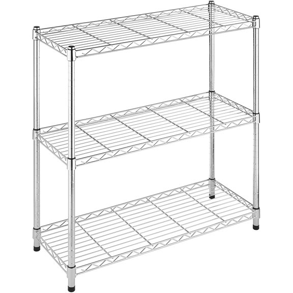 3 Tier Shelving Unit, Metal Storage Shelves, 400 lbs Capacity per Shelf, 1200 lbs Total, Easy Assembly Home Organizer for Pantry, Kitchen, Garage, Plant, 36"L x 14"W x 36"H, Chrome