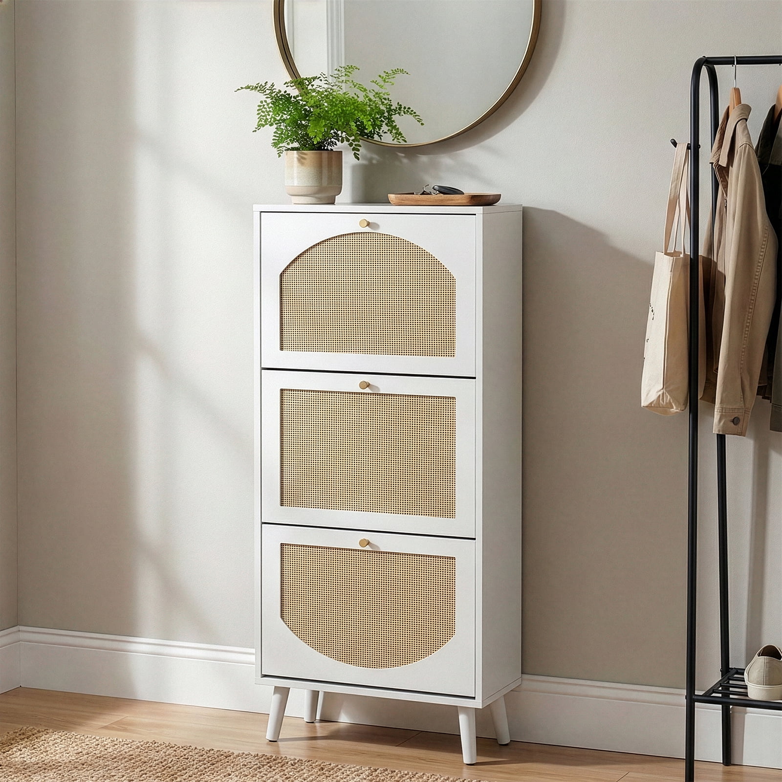 3-Tier Shoe Cabinet, 54*24*135cm, White