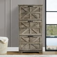thumbnail image 1 of 3-Tier Shoe Cabinet in Washed Grey – Farmhouse Flip-Up Entryway Storage, Space-Saving Shoe Rack for Foyer, Living Room, 1 of 14