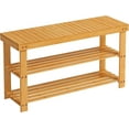 thumbnail image 1 of 3-Tier Shoe Rack Bench, Hallway Bamboo Organizer, Home Storage Shelf with Holds 286 lb, Natural, 1 of 7