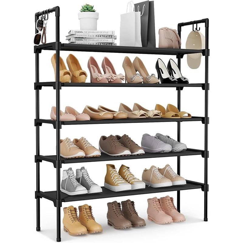 Steel Frame Shoe Rack Shoe Racks For Closet 3-Tier Stackable Shoe Rack - Space Saving ...