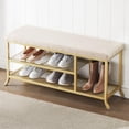 thumbnail image 1 of 3-Tier Shoe Rack for Entryway, Shoe Bench with Foam Padded Seat, Metal Frame, Small Shoe Organizer with Storage for Indoor Entrance Hallway Bedroom Living Room, 1 of 7