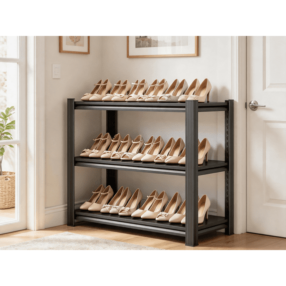 3-Tier Shoe Rack Metal,32"Hx24"W Modern Bookshelf,Book Shelf,1800LBS ...