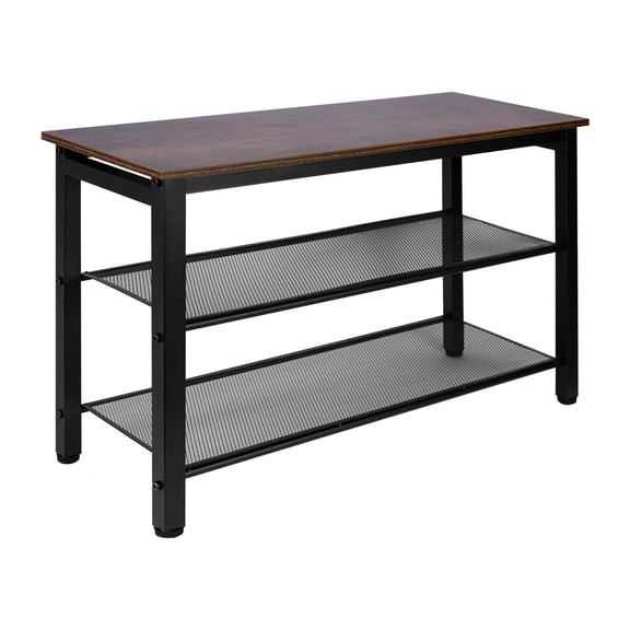 3-Tier Shoe Rack, Shelf Storage Bench with Metal Mesh Shelves and Seat, Free Standing Shoe Organizer for Entryway, 29.5 x 11.8 x 19 Inches