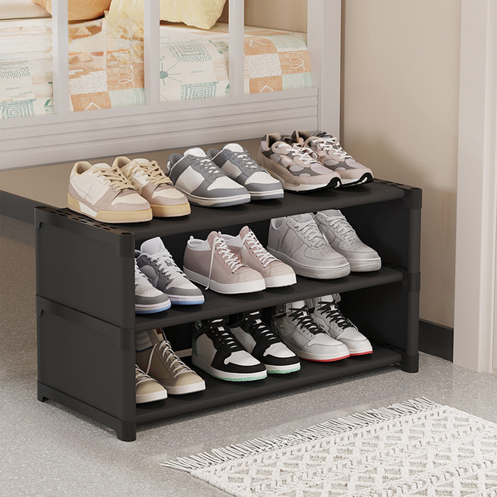 Taicans 3-Tier Shoe Rack Shoe Organizer,Non-Woven Shoe Rack Shelf ...