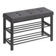 thumbnail image 1 of 3-Tier Shoe Rack for Entryway Shoe Bench Storage Organizer with Foam Padded Seat Linen Metal Frame for Living Room, 1 of 10