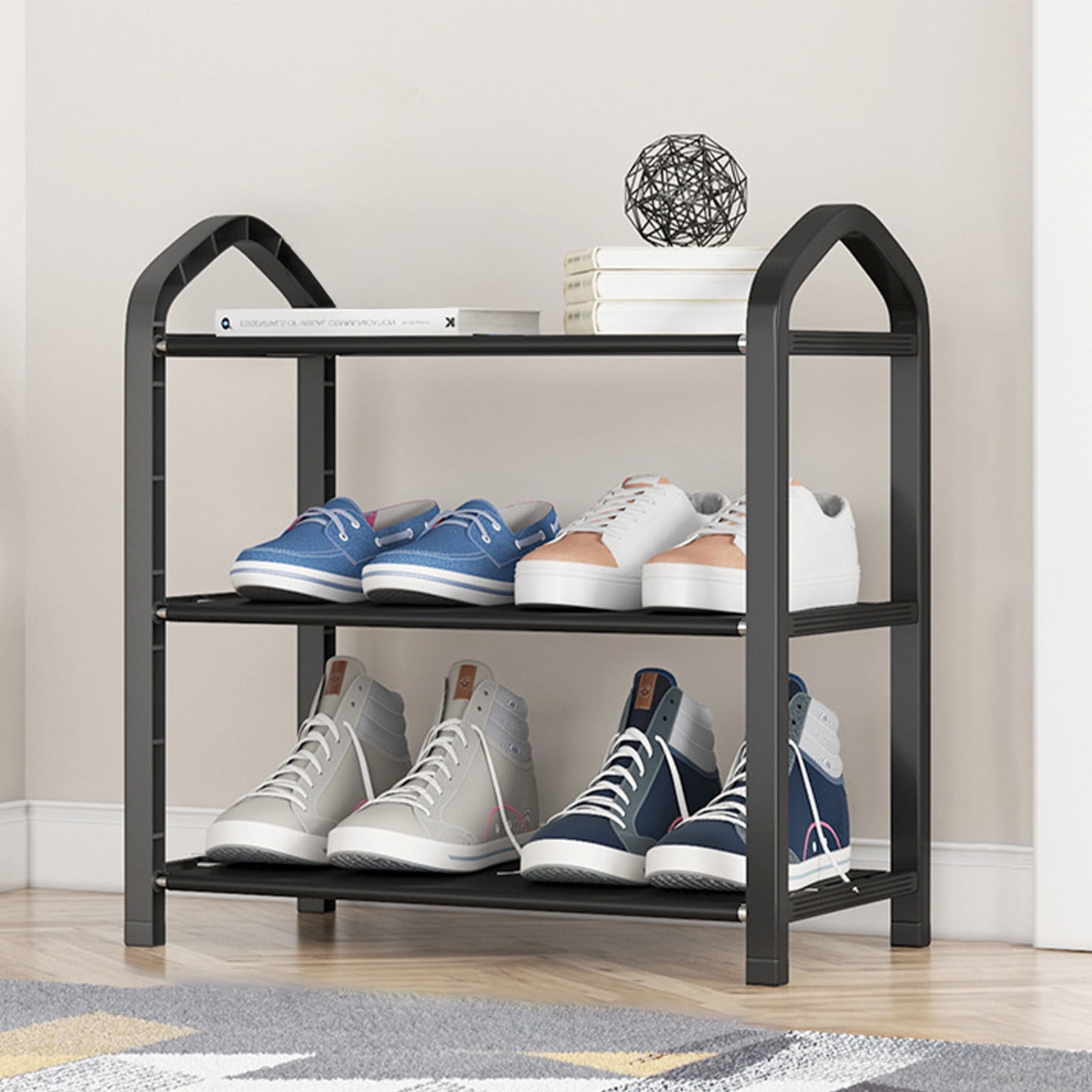 3-Tier Shoe Rack for Small Spaces | Stackable Plastic Shoe Organizer ...