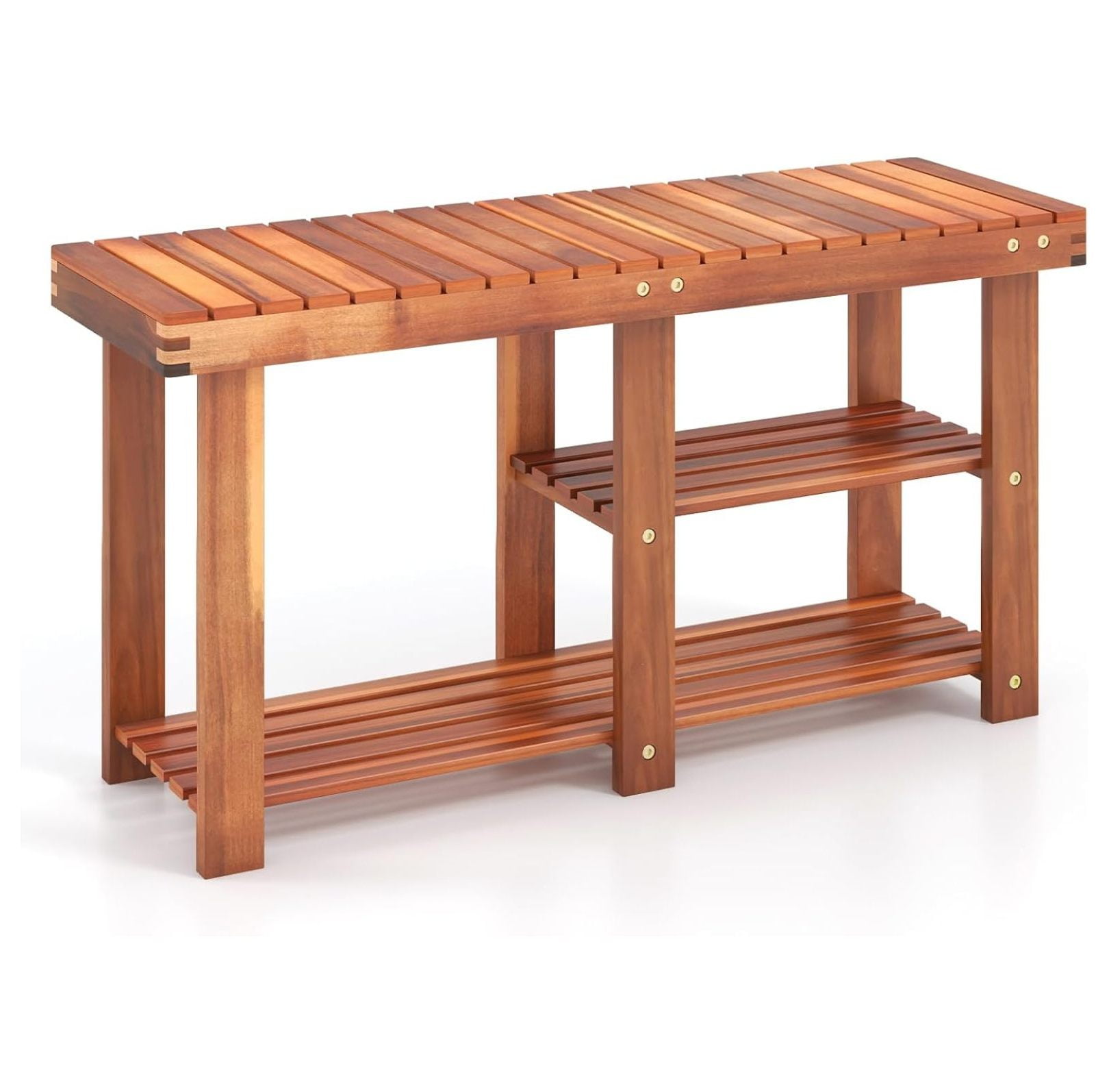 3-Tier Shoes Rack Bench, Entryway Storage Bench Shoes Organizer with ...