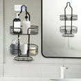thumbnail image 1 of 3-Tier Over The Shower Head Organizer | Stainless Steel Hanging Shower Caddy with Soap Rack & Hooks | Bathroom Storage Shelf for Towels, Sponges & Toiletries, 1 of 6