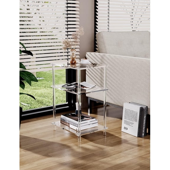 3-Tier Side Table Clear Promotion Acrylic Table Ideal for Bedroom Living Room Hallway