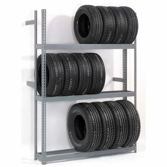 3 Tier Single Entry Tire Rack, Steel, Gray, 60