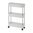 thumbnail image 1 of 3-Tier Slim Rolling Cart - Narrow Storage Organizer with Wheels for Kitchen, Bathroom, Office, Laundry Room Organization, Mobile Utility Cart with Slide-Out Shelves, White, 1 of 7