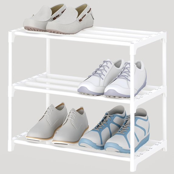 3-Tier Small Shoe Rack, Metal Stackable Kids Shoe Shelf Storage ...