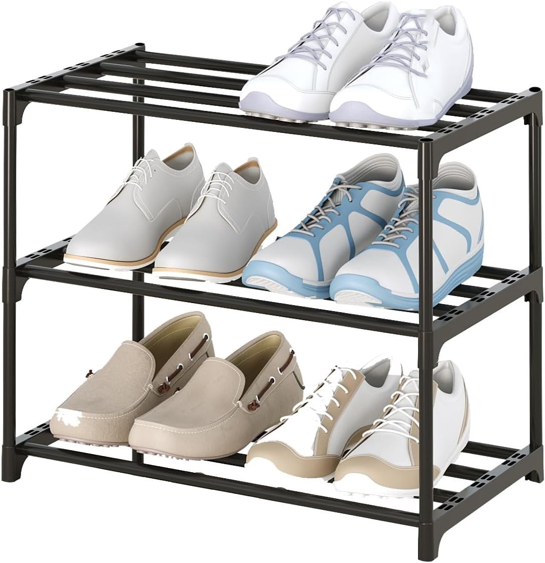 3-Tier Small Shoe Rack, Metal Stackable Shoe Shelf Storage Zapateras ...