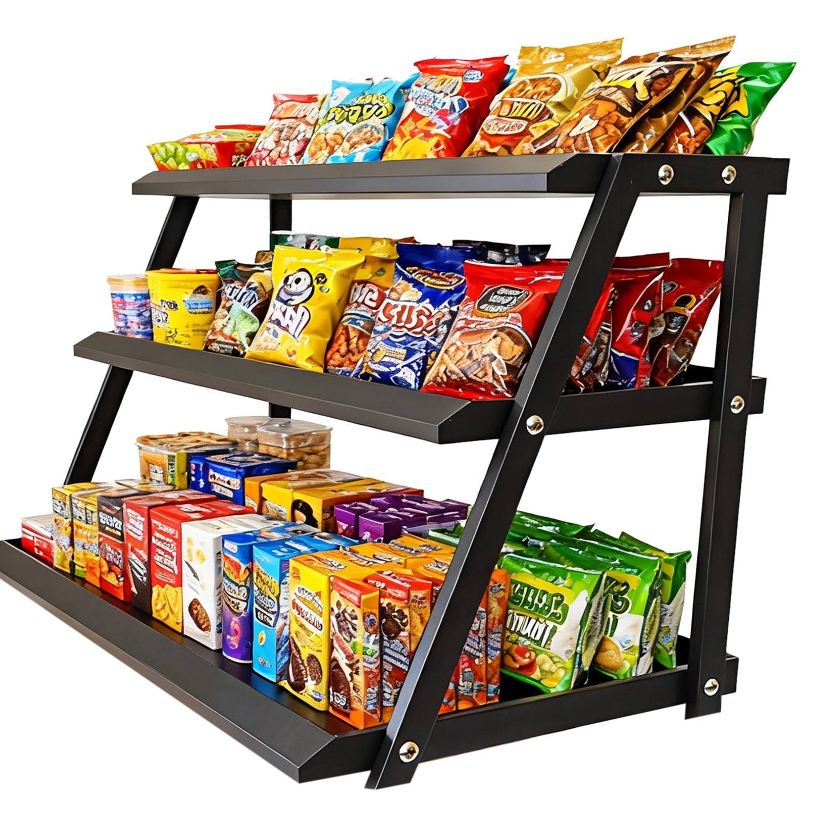3 Tier Snack Organizer For Countertop, Metal Candy Display Rack, Tiered ...