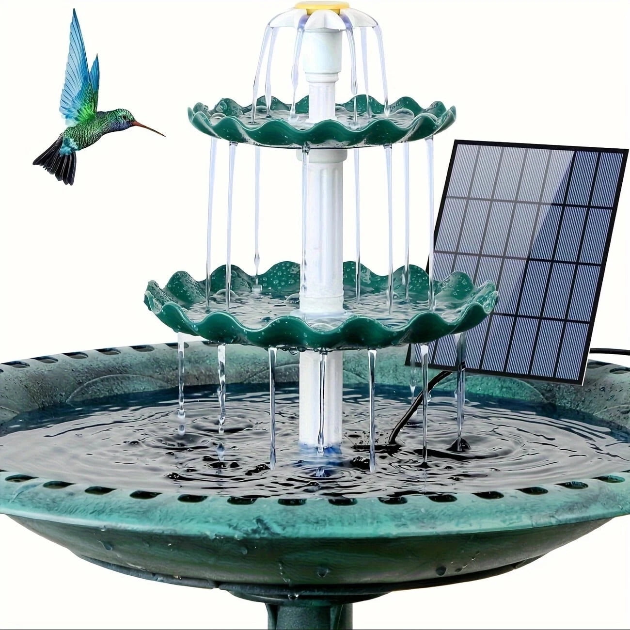 3-Tier Solar Bird Bath Fountain with 3.5W Solar Powered Fountain For Outdoor New