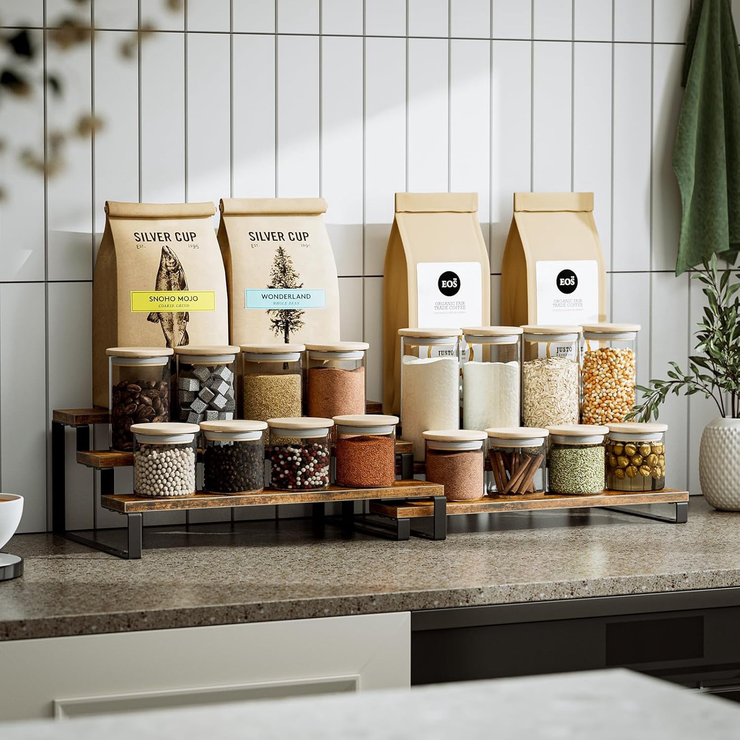 3 Tier Spice Rack Organizers - 15.7 Inches Expandable Cabinet ...