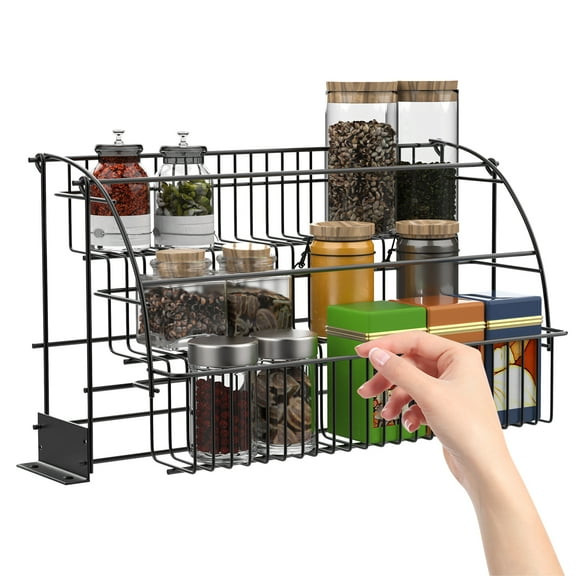 3-Tier Spice Rack, Pull-out Lazy Susan Turntable Cabinet Counter Organizer, Cabinet-mounted Spice Rack, Three Tier Kitchen Spice Rack