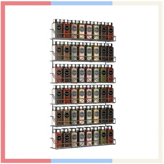 Auledio 2 Pack 3 Tier Spice Storage Rack Wall Mount Spice Jars Organizer for Kitchen, Silver