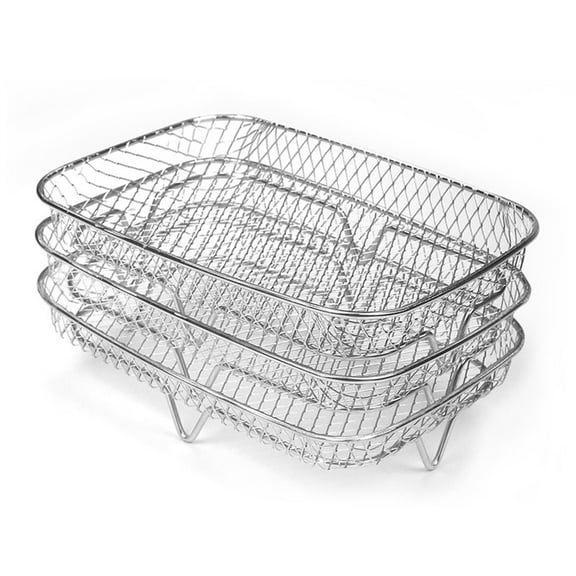 3-Tier Square Stainless Steel Air Fryer Rack – Multi-Layer Baking, Cooling, Steaming & Roasting Rack, Oven Safe, Durable, Easy to Clean, Perfect for Fries, Meat, Veggies, Snacks