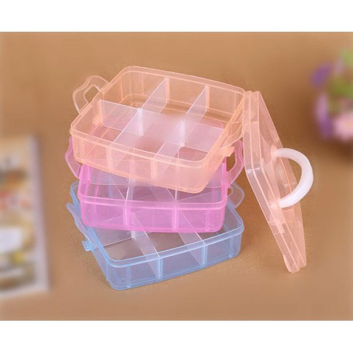 3-layer Stackable Craft Storage Containers - Clear Plastic Craft Box  Organizer With 18 Adjustable Compartments And Handle - Portable Beads  Organizers