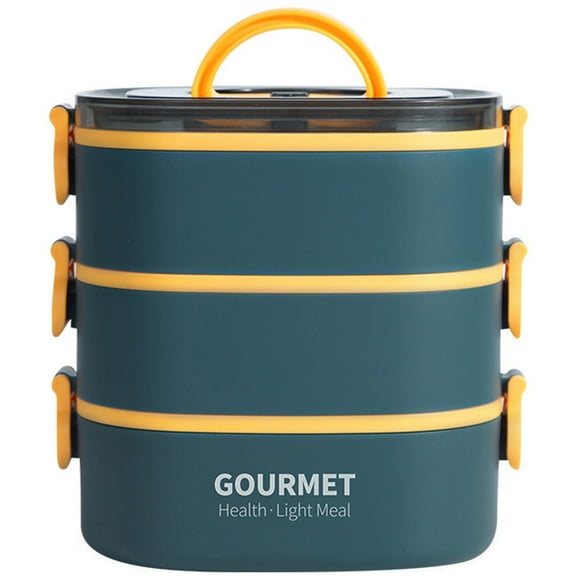 3-Tier Stackable Bento Case Lunch Box 2000ML Sealed Leak-proof Meal Box Microwave Safe Portable Students Workers Food Container for Home Office School Camping，blue