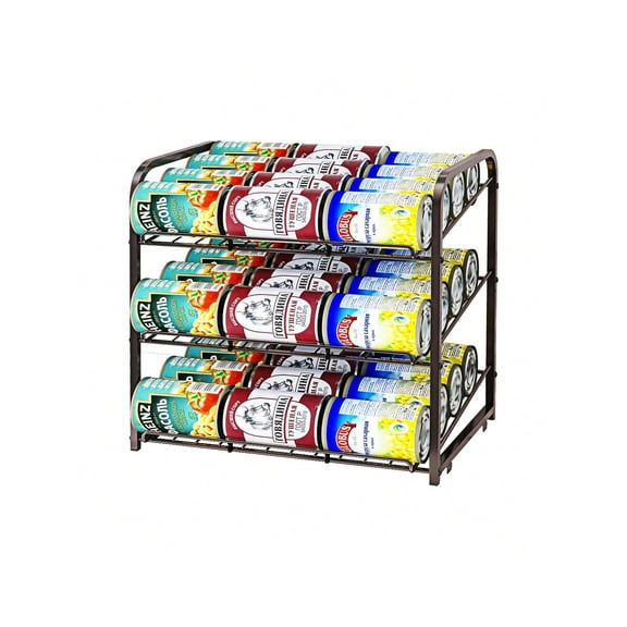 3-Tier Stackable Can Rack Organizer for Pantry - Holds 36 Cans, Space-Saving Kitchen Storage for Cabinet or Countertop - Antique Bronze Finish