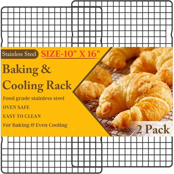 3 Tier Stackable Cooling Rack for Batch Cooling Cookie, Pizza, Cake-15.8”x 10”- Heavy Duty Cooling Racks for Cooking and Baking, Oven and Dishwasher Safe Baking Supplies-Black