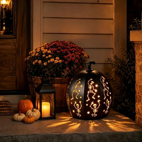 3 Tier Stackable LED Lighted Pumpkin Decor With Remote And Timer, Seasonal Stacked Ornament For Entryway Porch Indoor Outdoor Display