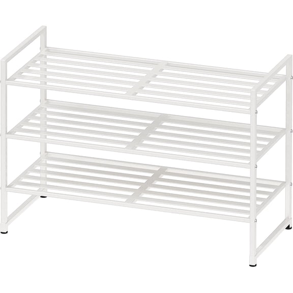 3-Tier Stackable Metal Panel Shoes Rack, Silver