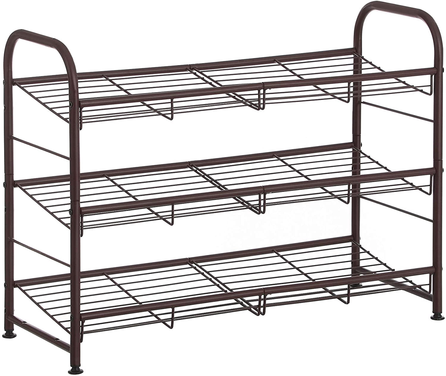 Simple Stackable Shelves 3-Tier Stackable Metal Shoe Rack, Holds Up to 12 Pairs, Adjustable ...