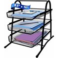 thumbnail image 1 of 3-Tier Stackable Paper Tray Organizer for Desk - Black Metal File Rack for Legal-Size Paper (14"x8.5"), Document Holder & Desktop Storage for Office, Home, or School Organization, 1 of 4